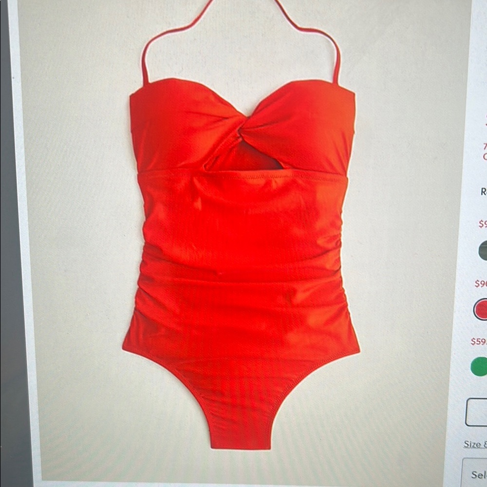 J.Crew Gemma ruched bandeau cutout one-piece